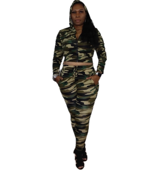 Camouflage two-piece jumpsuit